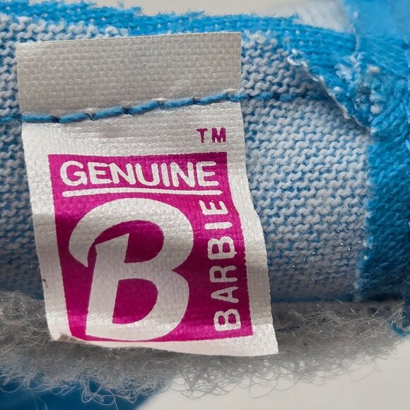 Genuine Barbie Blue Sleeveless Doll Top With Pink Flower Design - Mattel Brand - Picture 2 of 5